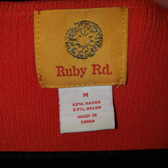 Ruby Rd. Coral Embellished Ribbed Tank - M - Picture 3 of 5